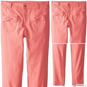 Dreamstar Twill Pants Girl Coral Bow Pkt Stretch 6